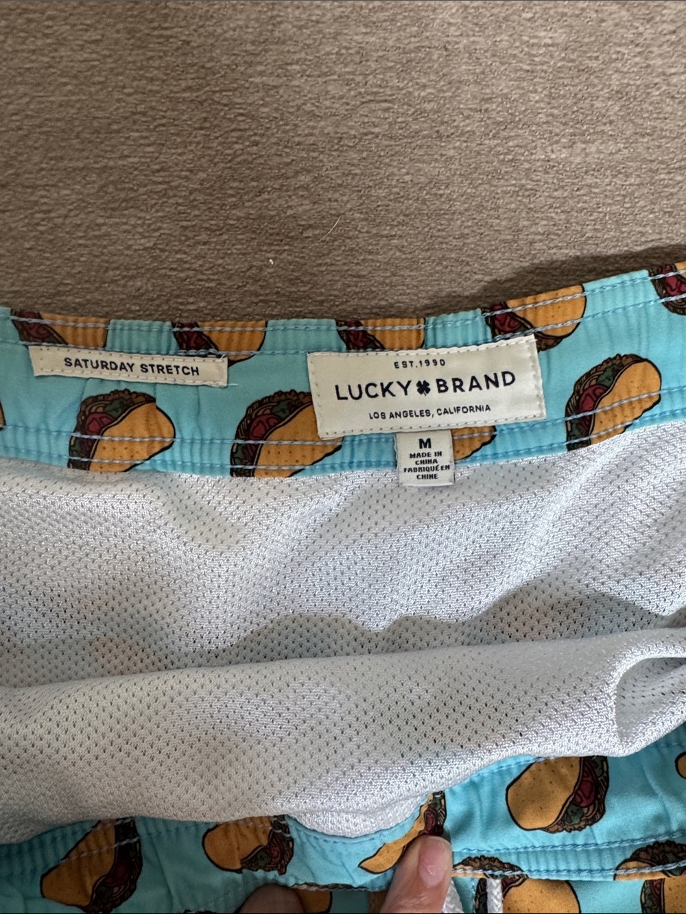 Lucky Brand Aqua Swim Trunks with Taco Print - Picture 2 of 8